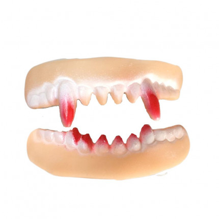 Dentadura Halloween de Silicone- Vampiro com Sangue