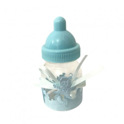 Mini Mamadeira Lembrancinha com Ursinho e Lacinho - Azul