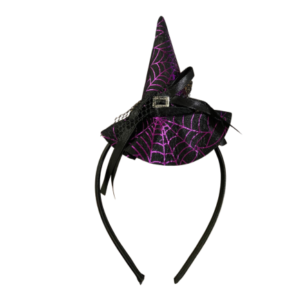 Tiara Chapéu de Bruxa com Teia de Aranha  - Roxo