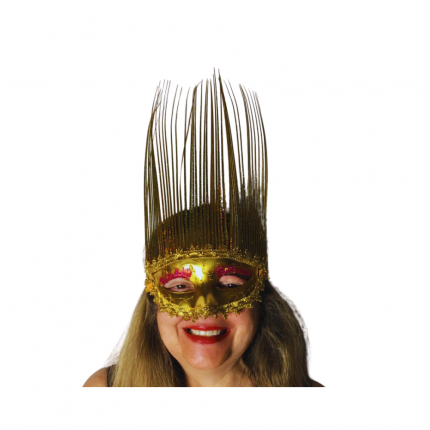 Máscara Veneziana de Carnaval com Fitas Holográfica -  Dourado
