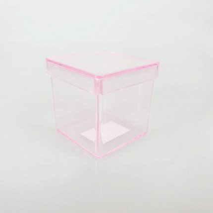 Lembrancinha Caixa Acrilica 5x5 cm Rosa