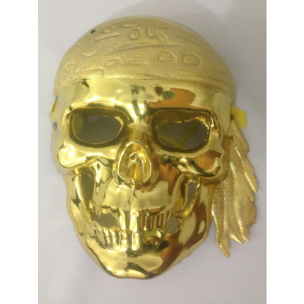 Máscara Caveira Pirata Metalizada - Dourado