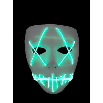 Máscara sem Face Branca com Led - Verde - 2