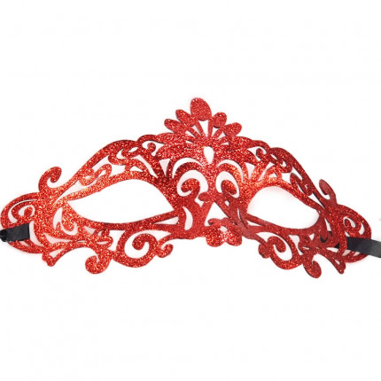 Mascara Veneziana Vazada Glitter Vermelha
