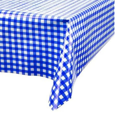 Toalha de Mesa Perolada Quadrada Xadrez 78 X 78 cm com 10 - Azul Royal e Branco