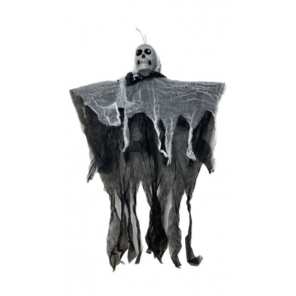 Enfeite Halloween de Pendurar Caveira Fantasma - Preto