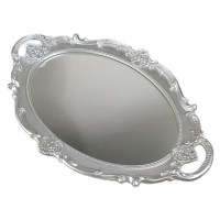 Bandeja Oval com Espelho Prata