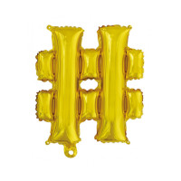 Balão Metalizado Hashtag # Dourado