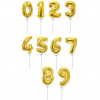Balão Metalizado Número 6" 16 cm Dourado Auto Inflavel Com Pega Balão