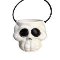 Balde Halloween Cabeça Esqueleto Branca Pequena