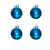 Bola de Natal Lisa 4 cm Com 4 - Azul