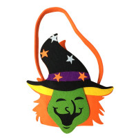 Bolsa Feltro Halloween Bruxa com Chapeu de Estrelinhas