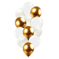 Buquê Balloontech 10" Com 12 Balões Dourado