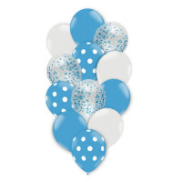 Buquê Balloontech 10" Com 12 Balões Happy Azul