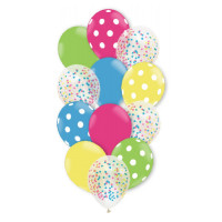 Buquê Balloontech 10" Com 12 Balões Happy Colorido