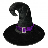 Chapéu de Bruxa Aveludado com Fivela - Roxo