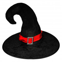 Chapéu de Bruxa Aveludado com Fivela - Vermelho