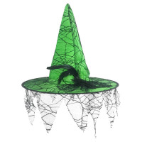 Chapéu de Bruxa Rendado com Pena - Verde Limão