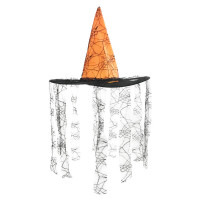 Chapéu de Bruxa Teia de Aranha com Caídas de Renda - Laranja Claro