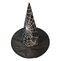 Chapeu de Bruxa Halloween Preto com Teia de Aranha