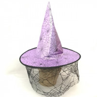 Chapéu de Bruxa com Renda Teia de Aranha - Lilás Médio