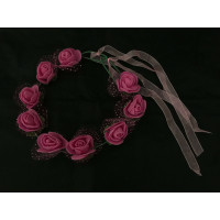 Coroa Flores Grandes com Fita - Rosa Pink