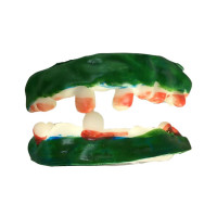 Dentadura Halloween de Silicone- Dentes Tortos com Sangue