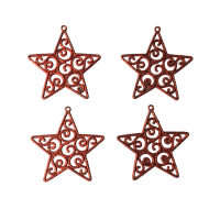 Enfeite de Natal Estrela com Glitter Vazada - Vermelho
