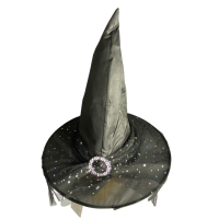 Chapéu de Bruxa Decorado com Renda - Preto