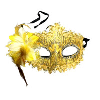 Máscara Veneziana Decorada com Flor - Dourado
