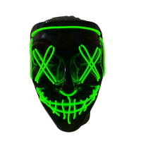 Máscara The Purge Preta com Led Verde Neon