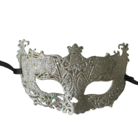 Máscara Veneziana Decorada com Glitter - Prata