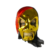Máscara Monstro Metalizada Halloween com Cabelo - Dourada