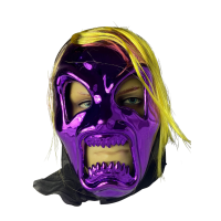 Máscara Monstro Metalizada Halloween com Cabelo - Roxo