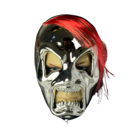 Máscara Monstro Metalizada Halloween com Cabelo - Prata