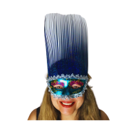 Máscara Veneziana de Carnaval com Fitas Holográfica - Azul Turquesa