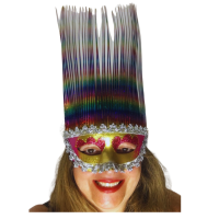 Máscara Veneziana de Carnaval com Fitas Holográfica -  Colorido
