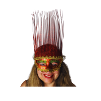 Máscara Veneziana de Carnaval com Fitas Holográfica - Vermelho