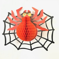 Enfeite Sanfonado  Halloween - Aranha e Teia 40 cm