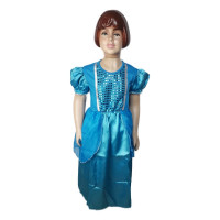Fantasia Princesa com Paetês Infantil - Azul Turquesa