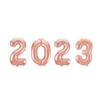 Kit Balão Metalizado 2023 Número 25" 70 Cm Ouro Rosê
