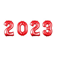 Kit Balão Metalizado 2023 Número 25" 70 Cm Vermelho