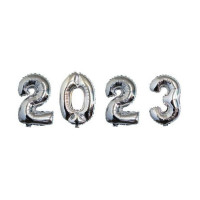 Kit Balão Metalizado Número 2023 14" 40 cm - Prata