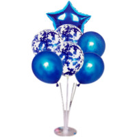 Kit Suporte e Buque com 7 Balões Azul
