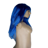 Peruca Longa Lisa com Franja 60 cm - Azul Royal
