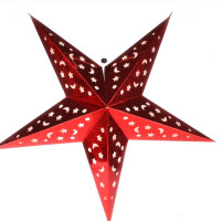  Luminária Estrela Holográfica 30 cm - Vermelho - 1