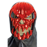 Máscara Caveira Abóbora Halloween Metalizada Vermelho