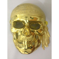 Máscara Caveira Pirata Metalizada - Dourado