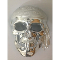 Máscara Caveira Pirata Metalizada - Prata