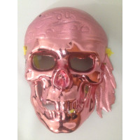 Máscara Caveira Pirata Metalizada - Rosa